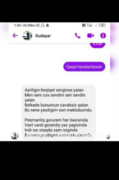 Şəhid Xudayarın “Facebook” yazışması YAYILDI – FOTO
