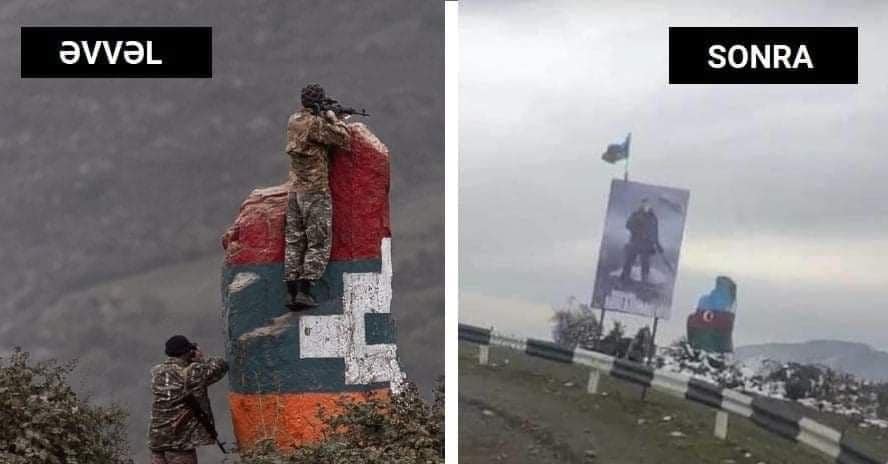 Ermənilər üçün ən strateji yerə Mübarizin şəkli vuruldu - Foto