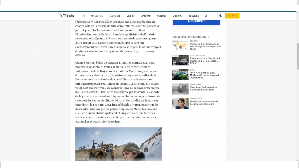 Ermənilərin yandırdıqları damsız evləri görmək olur - Le Monde