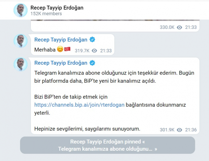 Ərdoğanın yeni açdığı “Telegram” səhifəsində ilk paylaşımı - FOTO
