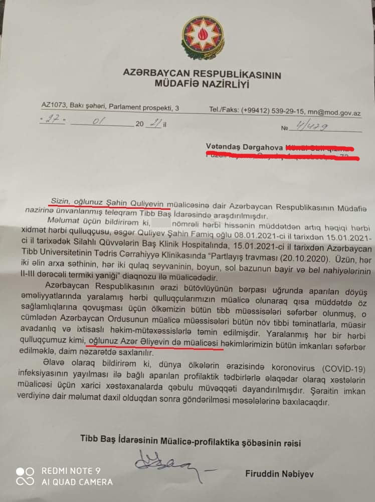 Əsgər anasına göndərilən məktubla bağlı AÇIQLAMA