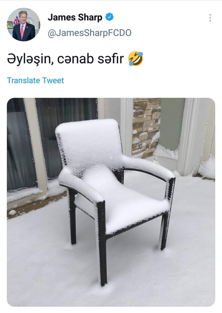 Britaniyalı səfirdən Bakıya yağan qarla bağlı zarafat - FOTO