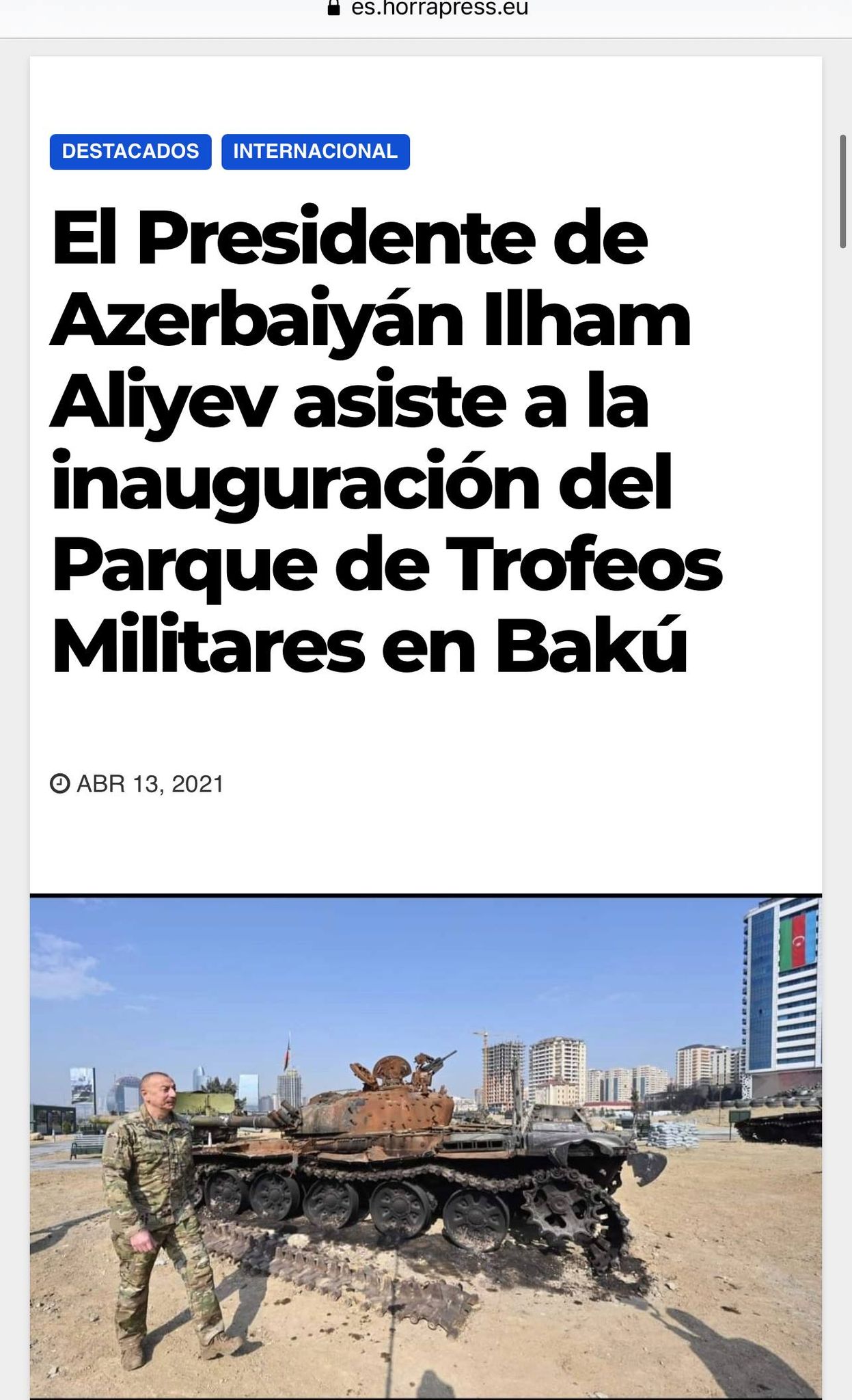 İspaniya və Meksika mətbuatı Hərbi Qənimətlər Parkından YAZDI
