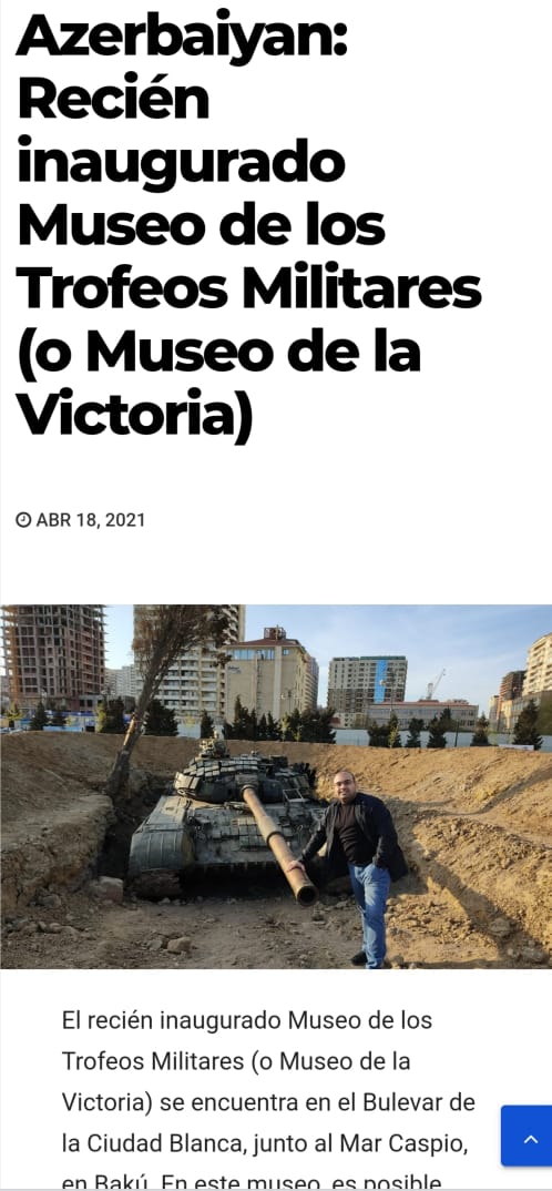 Mahir Qurbanov Hərbi Qənimətlər Parkından ispan dilli mətbuata mesaj verdi - FOTO