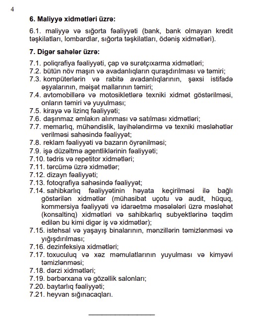 Peyvənd tələb olunan iş yerlərinin SİYAHISI