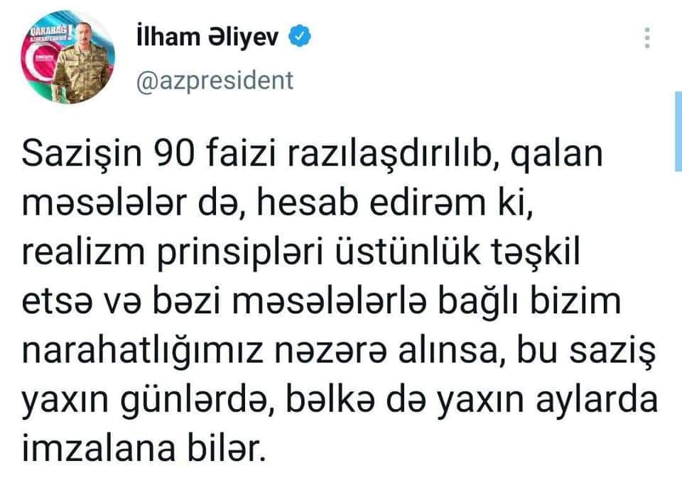 "Bu saziş yaxın günlərdə imzalana bilər" - Prezident