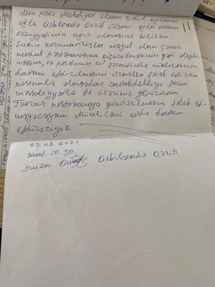 Göyçay Xəstəxanası koronavirus xəstəsinin xəstəxanadan çıxarılmasına aydınlıq gətirdi - FOTO