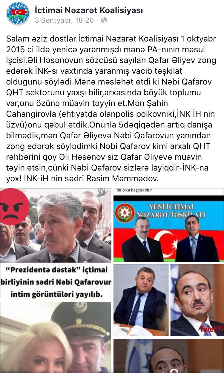 Əli Həsənovun köməkçisindən QHT sədrinə GÖSTƏRİŞ - "Nəbi Qafarovu müavin təyin edin"