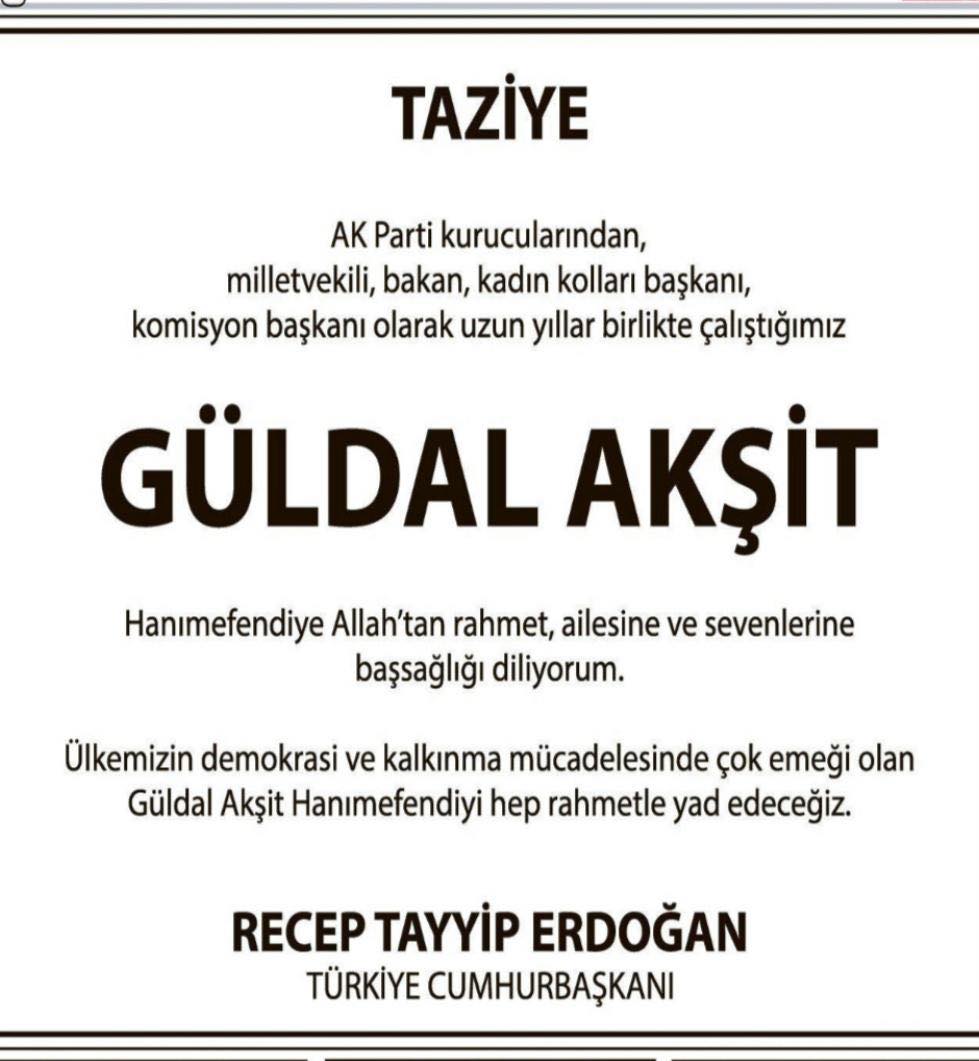 Rəcəb Tayyib Ərdoğan Güldal Akşitin ailəsinə başsağlığı verdi - FOTO