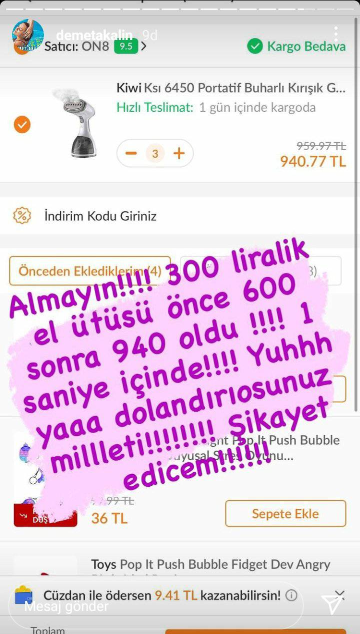 Alış-verişi səhv edən Demet Akalın ələ salındı