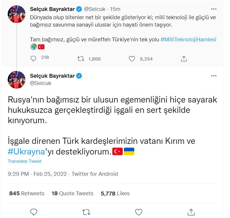 Selçuk Bayraktardan Ukraynaya dəstək - FOTO
