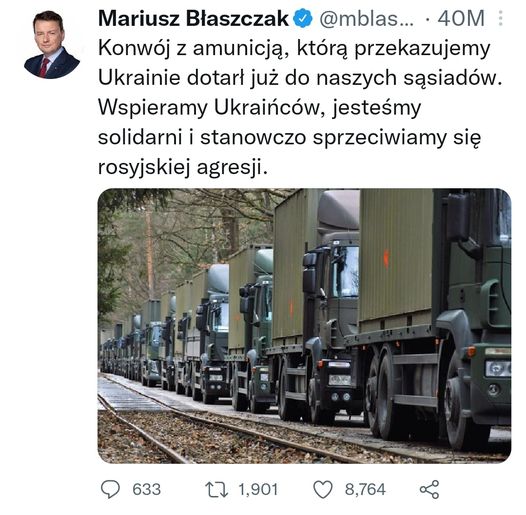 "Ukraynaya təhvil verdiyimiz sursatların olduğu karvan artıq çatıb" - Polşa müdafiə naziri