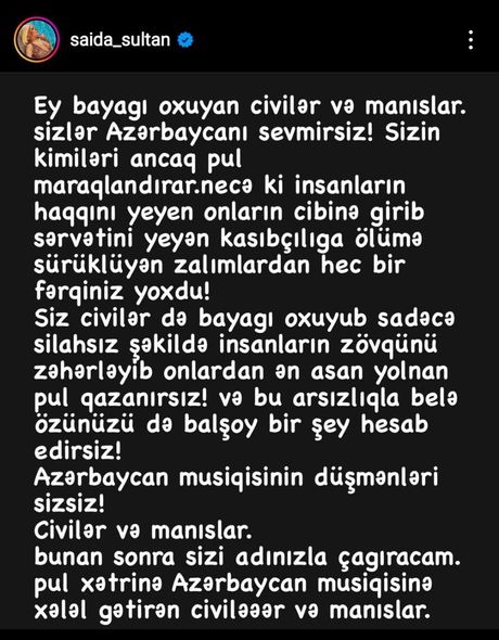 Səidə həmkarlarına "od püskürdü": “Civi”lər və “manıs”lar...” - FOTO