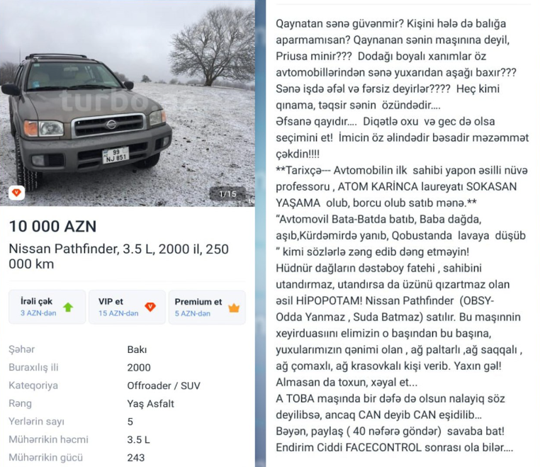 “Qayınanan sənin maşınına yox, Priusa minir?..." - Azərbaycanda avtomobil satıcısından KREATİV ELAN