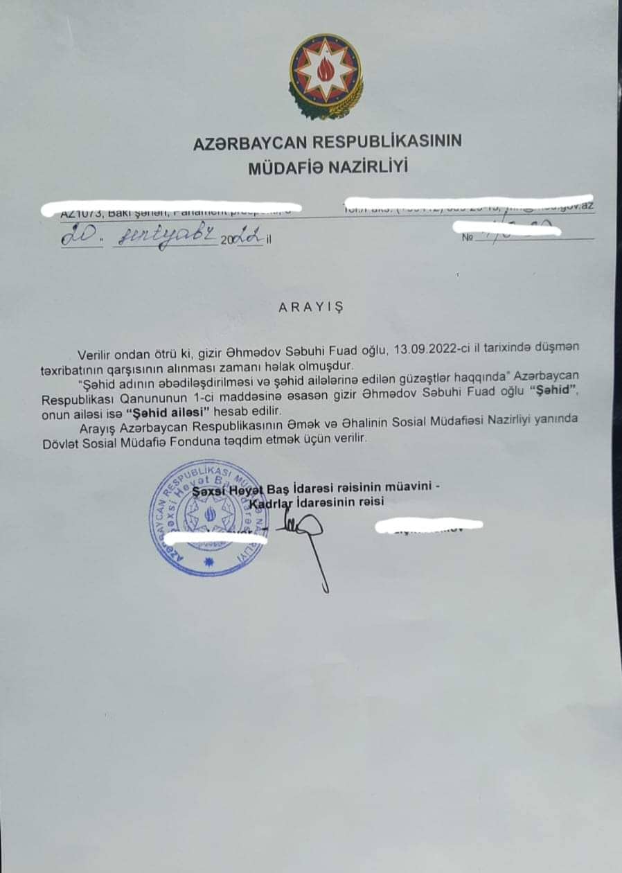 Nazirlik şəhid Səbuhinin qardaşı ilə bağlı HƏRƏKƏTƏ KEÇDİ - FOTOFAKT