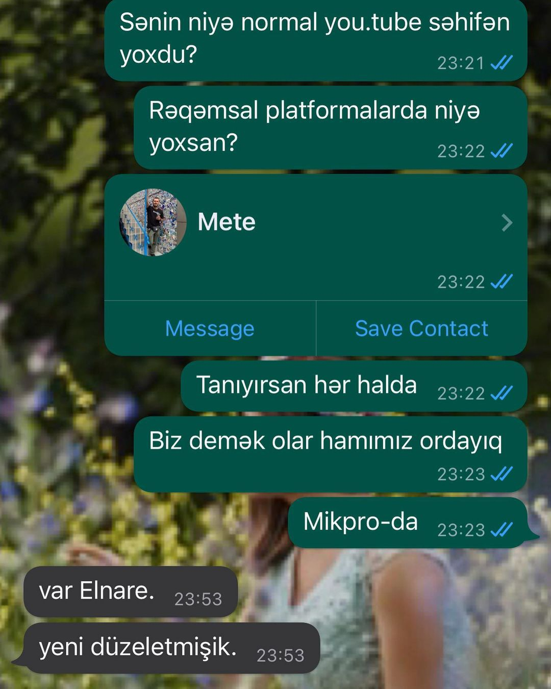 Rəhim Rəhimlinin son vatsap yazışmaları - FOTOLAR