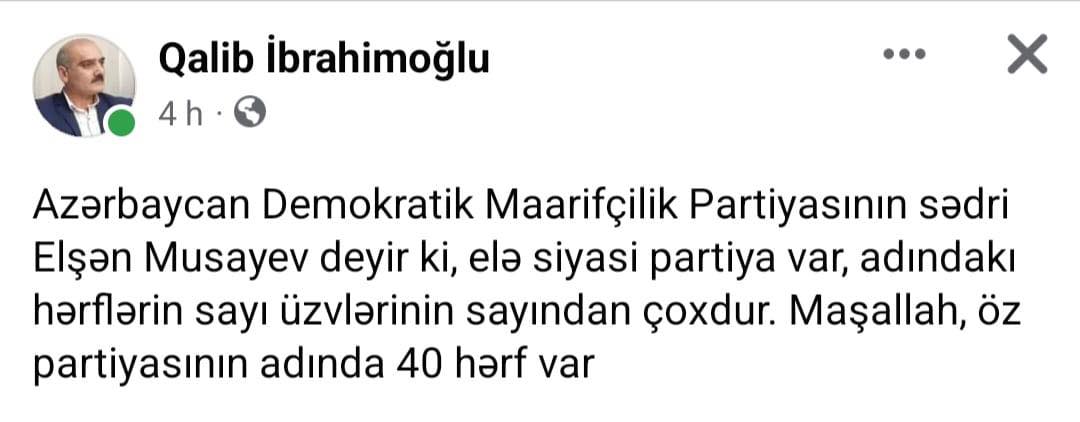 "Öz partiyasının adında 40 hərf var" - Elşən Musayev cavabını aldı