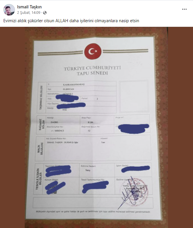Zəlzələdən 4 gün əvvəl aldığı ev məzarları oldu... - FOTOLAR