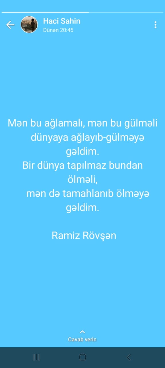 Hacı Şahin ölümünü belə hiss edibmiş... - SON STATUSU