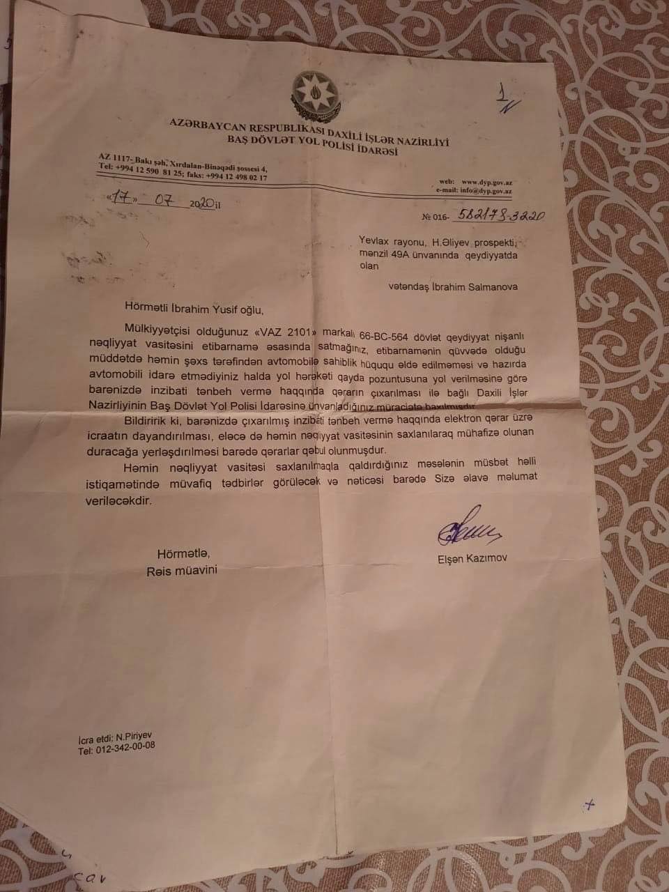 Cərimələrini başqasına ödətdirir, qanundan gizlənir - DYP illərdir bu maşını niyə tapa bilmir?