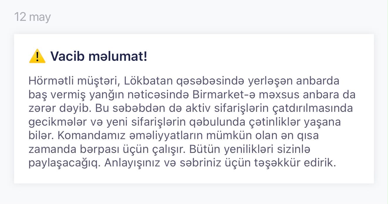 Lökbatandakı yanğında bu şirkətə də ziyan dəyib - Sifarişləriniz gecikəcək