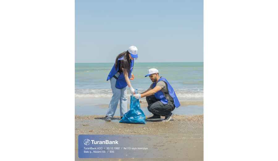 TuranBank Ekologiya və Təbii Sərvətlər Nazirliyi ilə birgə Xəzər sahilində təmizlik aksiyası keçirib — foto 3