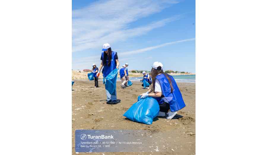 TuranBank Ekologiya və Təbii Sərvətlər Nazirliyi ilə birgə Xəzər sahilində təmizlik aksiyası keçirib — foto 1