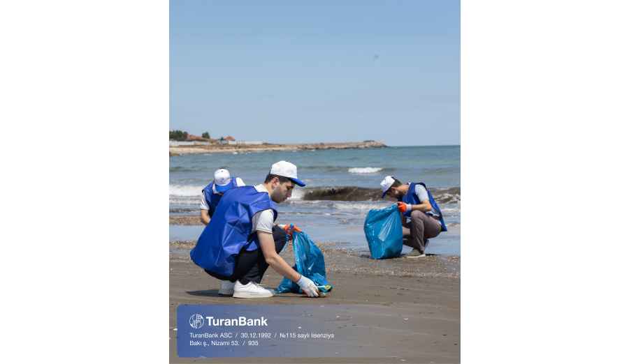 TuranBank Ekologiya və Təbii Sərvətlər Nazirliyi ilə birgə Xəzər sahilində təmizlik aksiyası keçirib — foto 2
